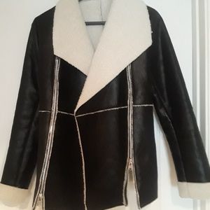 Faux Leather Jacket with Wool Fleece lining